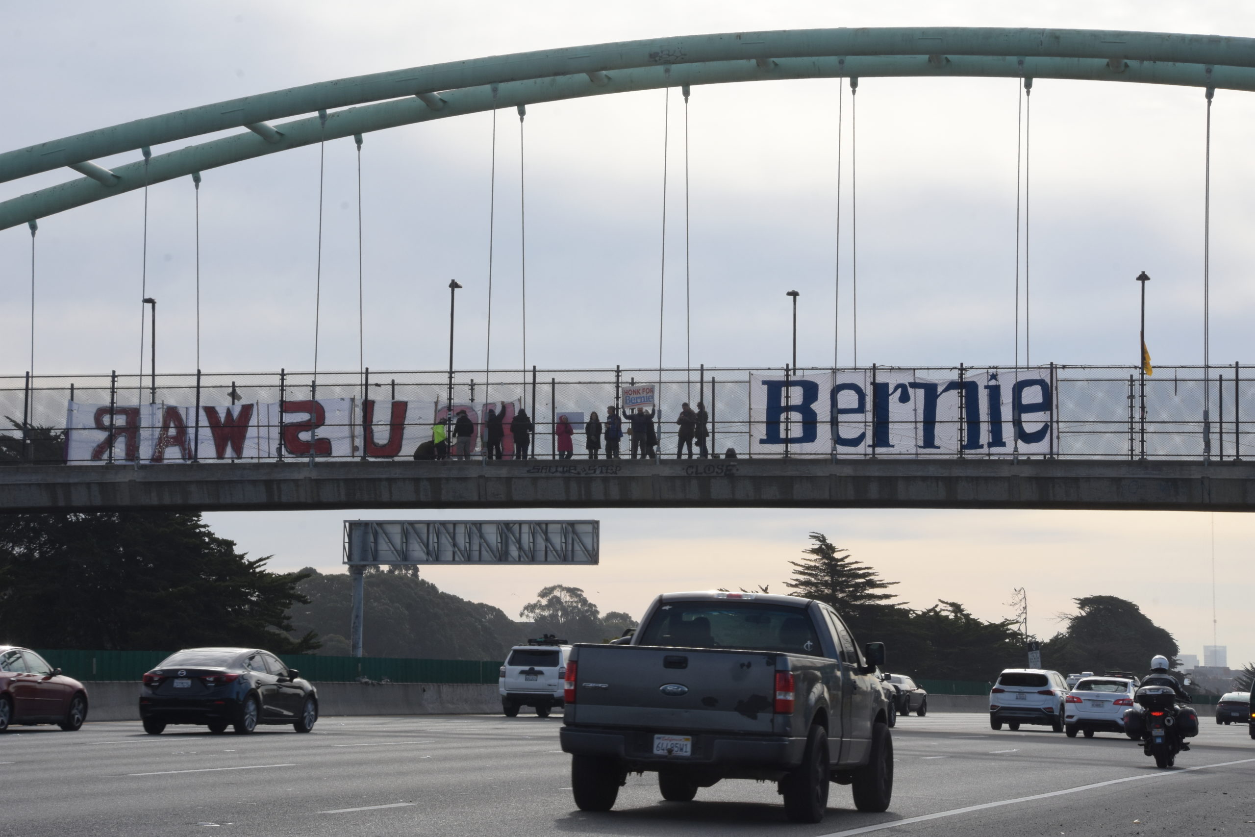 California Progressive Alliance Annual Meeting 2020 - Bannering for Bernie